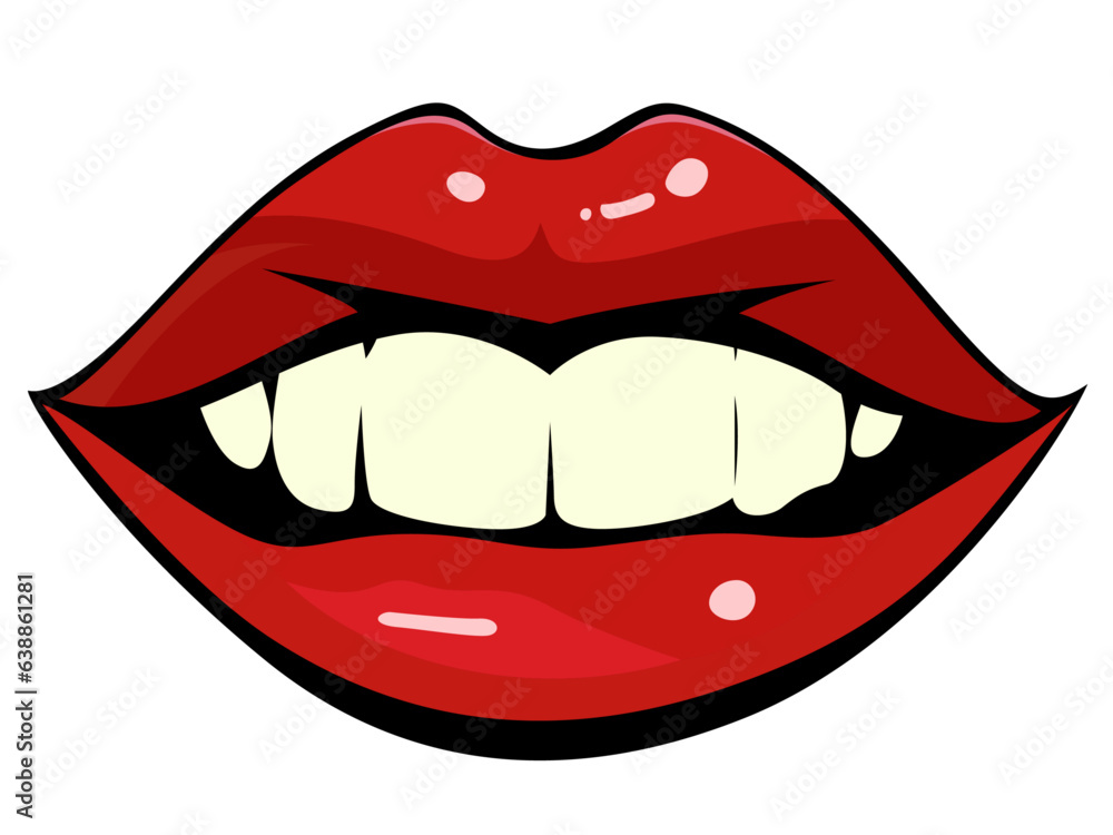 Retro smiling red female lips vector illustration, Retro style female lips smiling showing teeth stock vector image Retro smiling red female lips vector illustration, Retro style female lips smiling showing teeth stock vector image