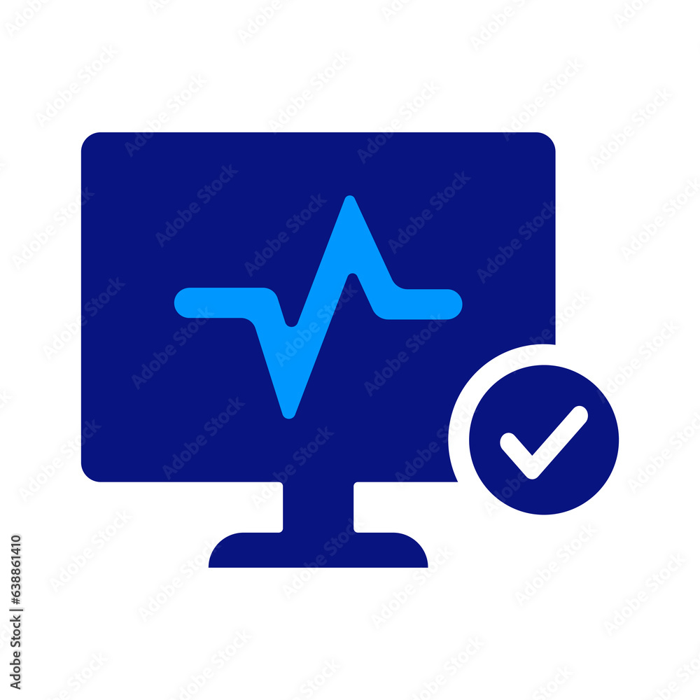Computer Monitor, Monitoring With Cardiogram. Health Data analysis line