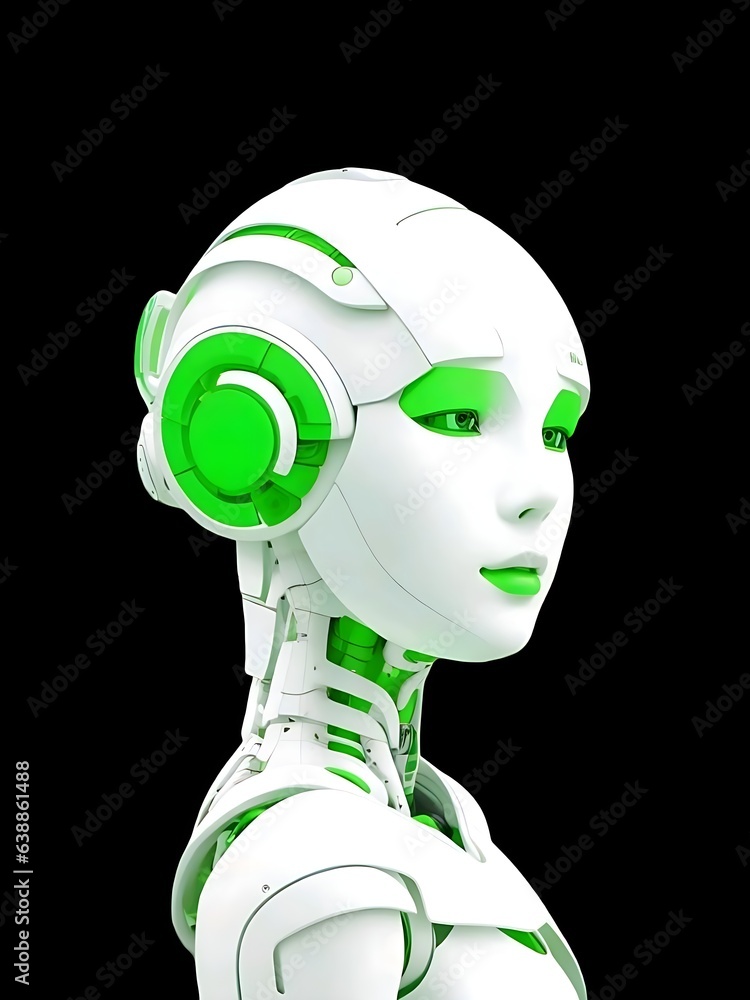 Humanoid AI robot futuristic 3d modern design isolated on black background Humanoid AI robot futuristic 3d modern design isolated on black background