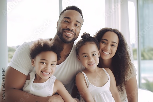 child family mother portrait father woman happy daughter son man girl female black american african love together boy parent generative ai