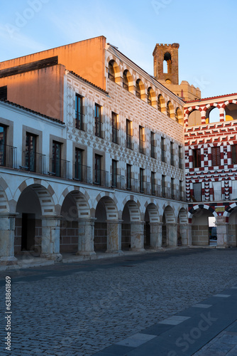 High square (Plaza Alta) of Badajoz in a sunny day, Extremadura, Spain