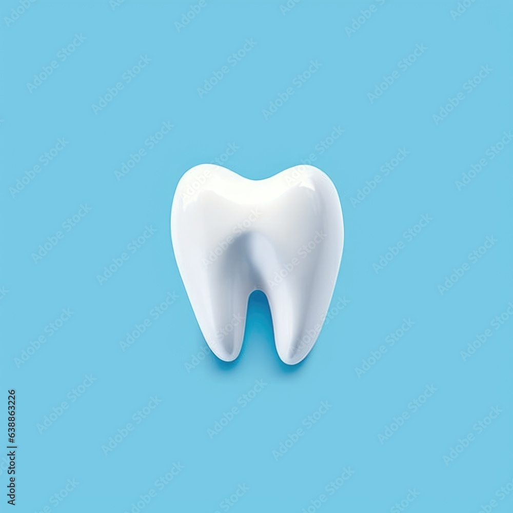 A white tooth on a blue background. Digital image. A white tooth on a blue background. Digital image.