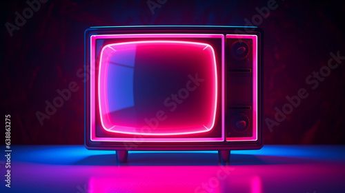 Retro TV Cyberpunk Style Vivid Neon Colors