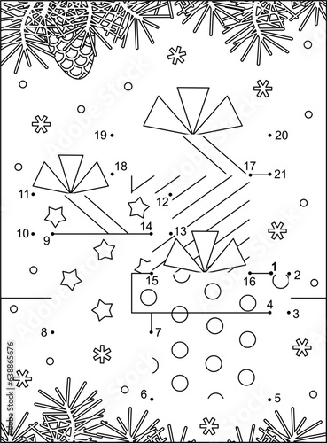 Three winter holidays gift boxes dot-to-dot activity sheet
