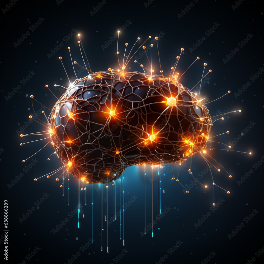 Fototapeta premium A digital Human brain model Futuristic tech development, Human design, The artificial intelligence, Smart mind