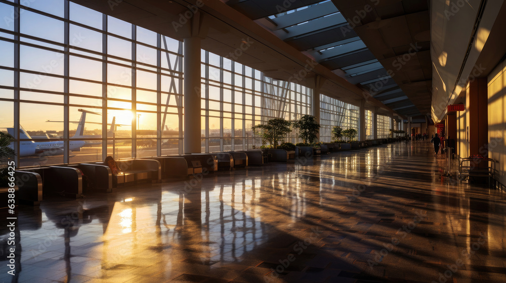 Airport terminal, modern airport terminal. Generative Ai Airport terminal, modern airport terminal. Generative Ai