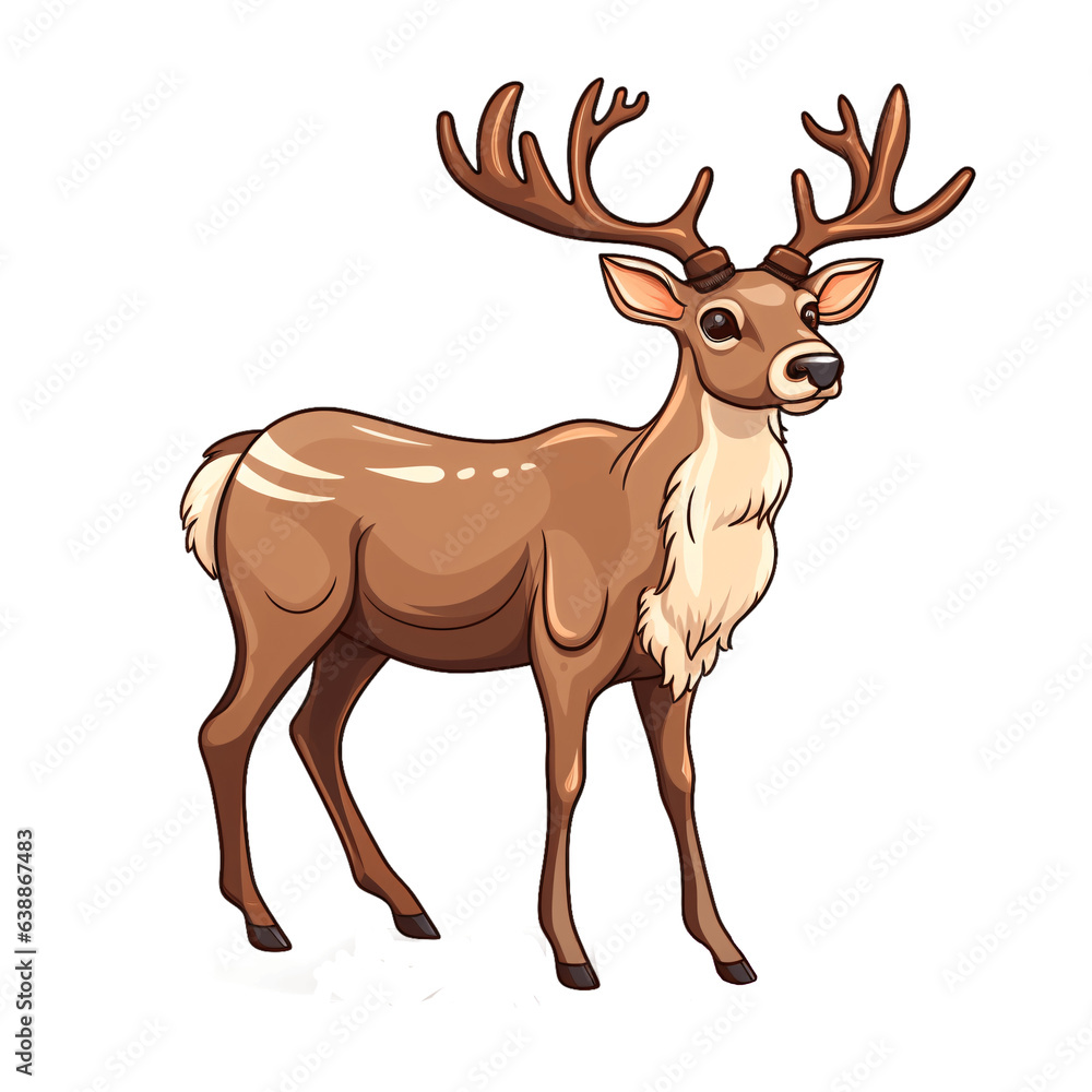 Cute reindeer cartoon character, illustration isolated on transparent background Cute reindeer cartoon character, illustration isolated on transparent background