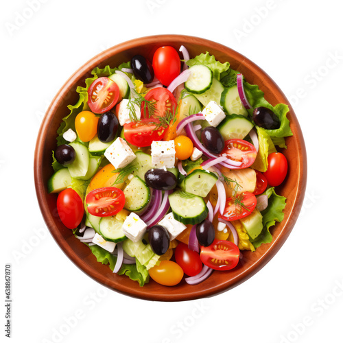 Greek salad isolated on transparent background.