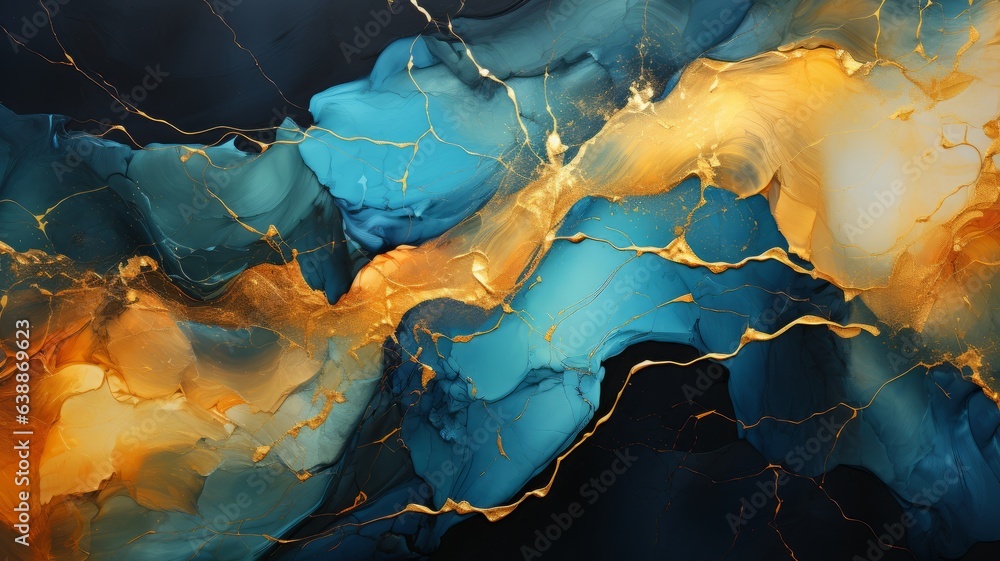 blue and gold marble texture background