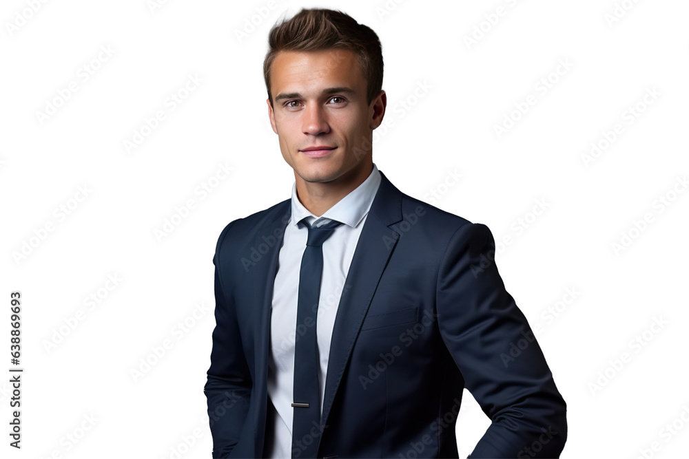 Confident Businessman in Stylish Suit and Elegant Tie - A Professional Standing Portrait, Personifying Corporate Excellence, Business Acumen, and Formal Attire - Isolated Transparent Background Confident Businessman in Stylish Suit and Elegant Tie - A Professional Standing Portrait, Personifying Corporate Excellence, Business Acumen, and Formal Attire - Isolated Transparent Background