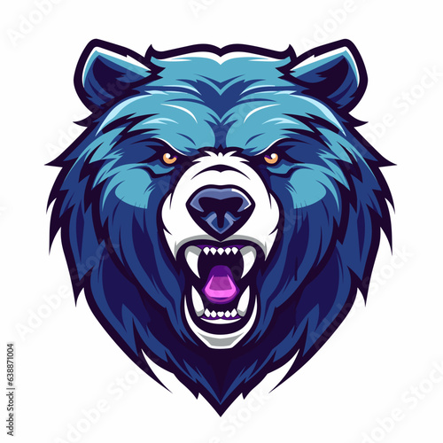 Esport bear vector logo on white background, bear icon, bear head, bear sticker