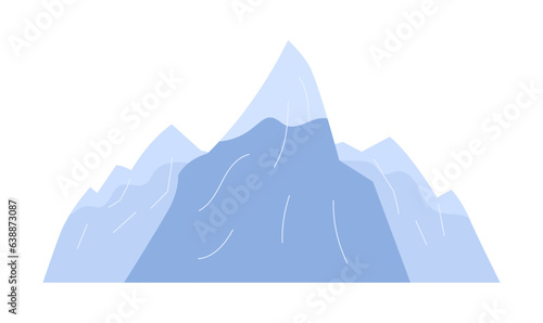 Snow covered mountain semi flat colour vector object. Nature. Mountain slope. Editable cartoon clip art icon on white background. Simple spot illustration for web graphic design