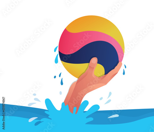 Hand with water polo ball sport activity