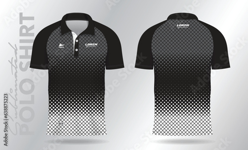 black and white polo shirt mockup template design for sport uniform
