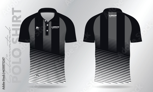 black and white polo shirt mockup template design for sport uniform