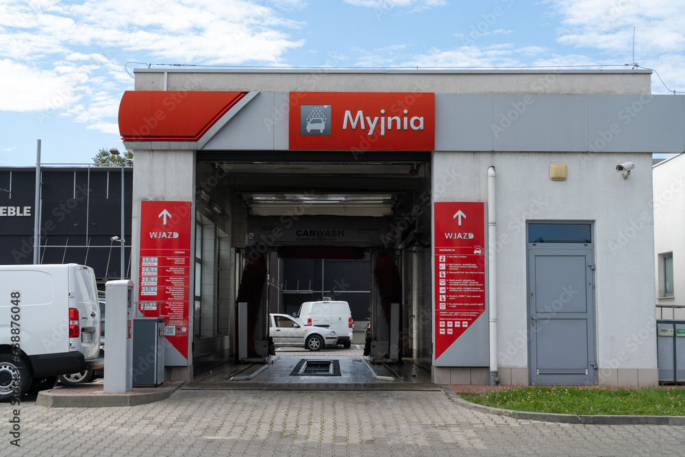 Automatic carwash machine. Fully automated car wash at Orlen petrol