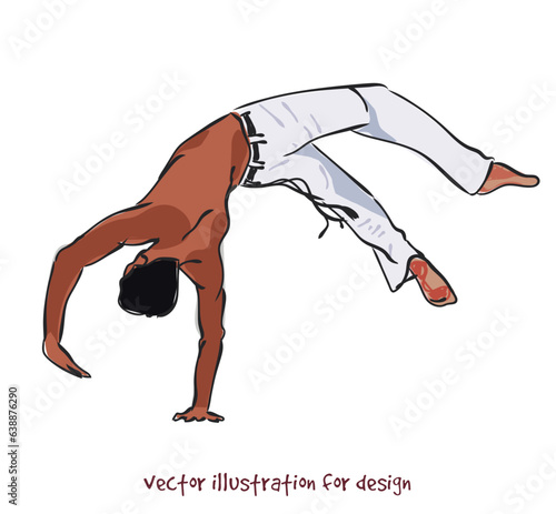 vector silhouette of a capoeira fighters