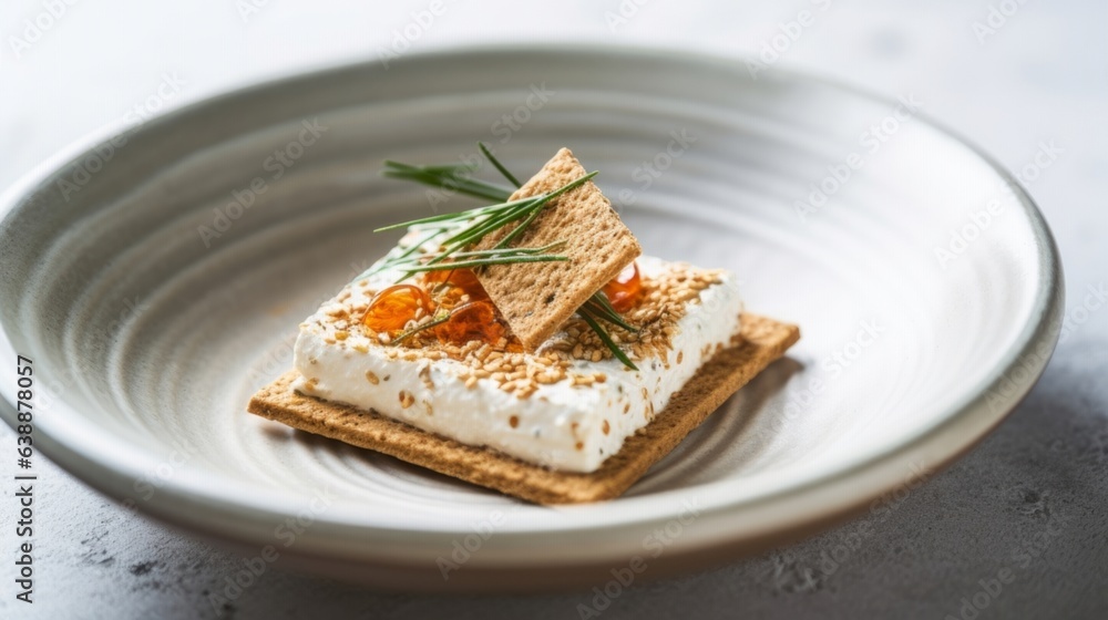 Tofu skin dish garnished with spring onions, sesame seeds, and spices, presented in a white ceramic bowl Tofu skin dish garnished with spring onions, sesame seeds, and spices, presented in a white ceramic bowl