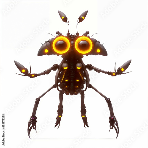 Insectlike cyborg. Isolated...