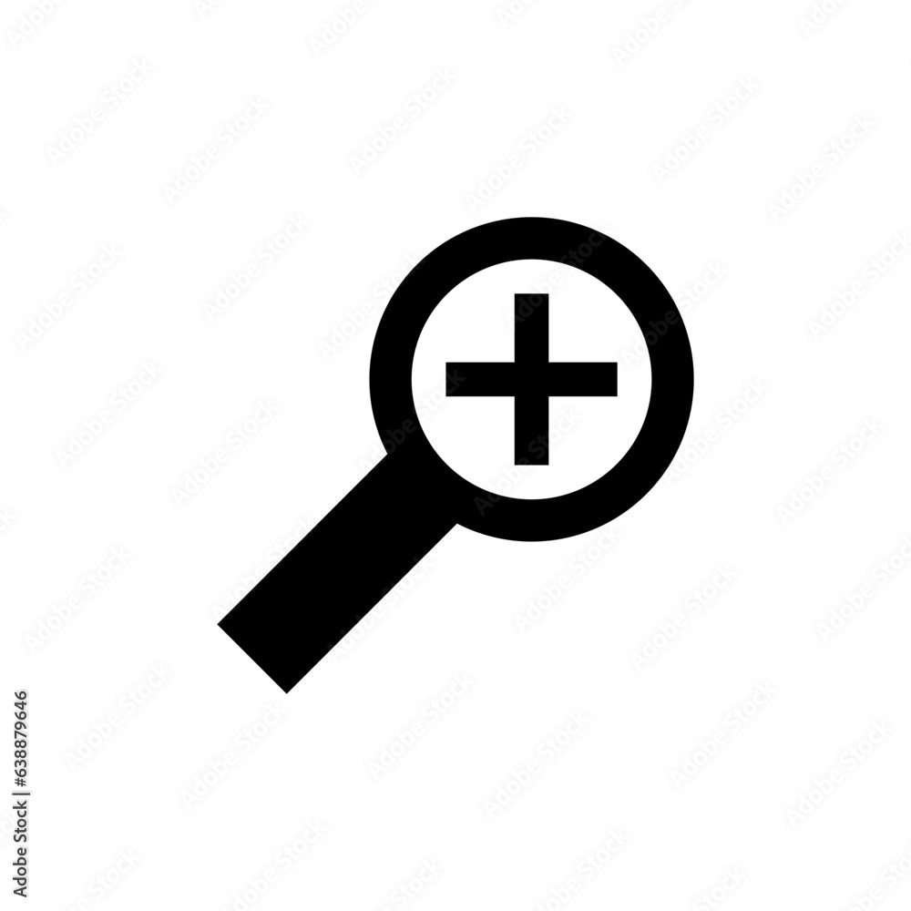 Zoom icon. Simple solid style. Magnify glass with add sign, find, focus, plus, positive, enlarge concept. Black silhouette, glyph symbol. Vector isolated on transparent background. SVG. Zoom icon. Simple solid style. Magnify glass with add sign, find, focus, plus, positive, enlarge concept. Black silhouette, glyph symbol. Vector isolated on transparent background. SVG.