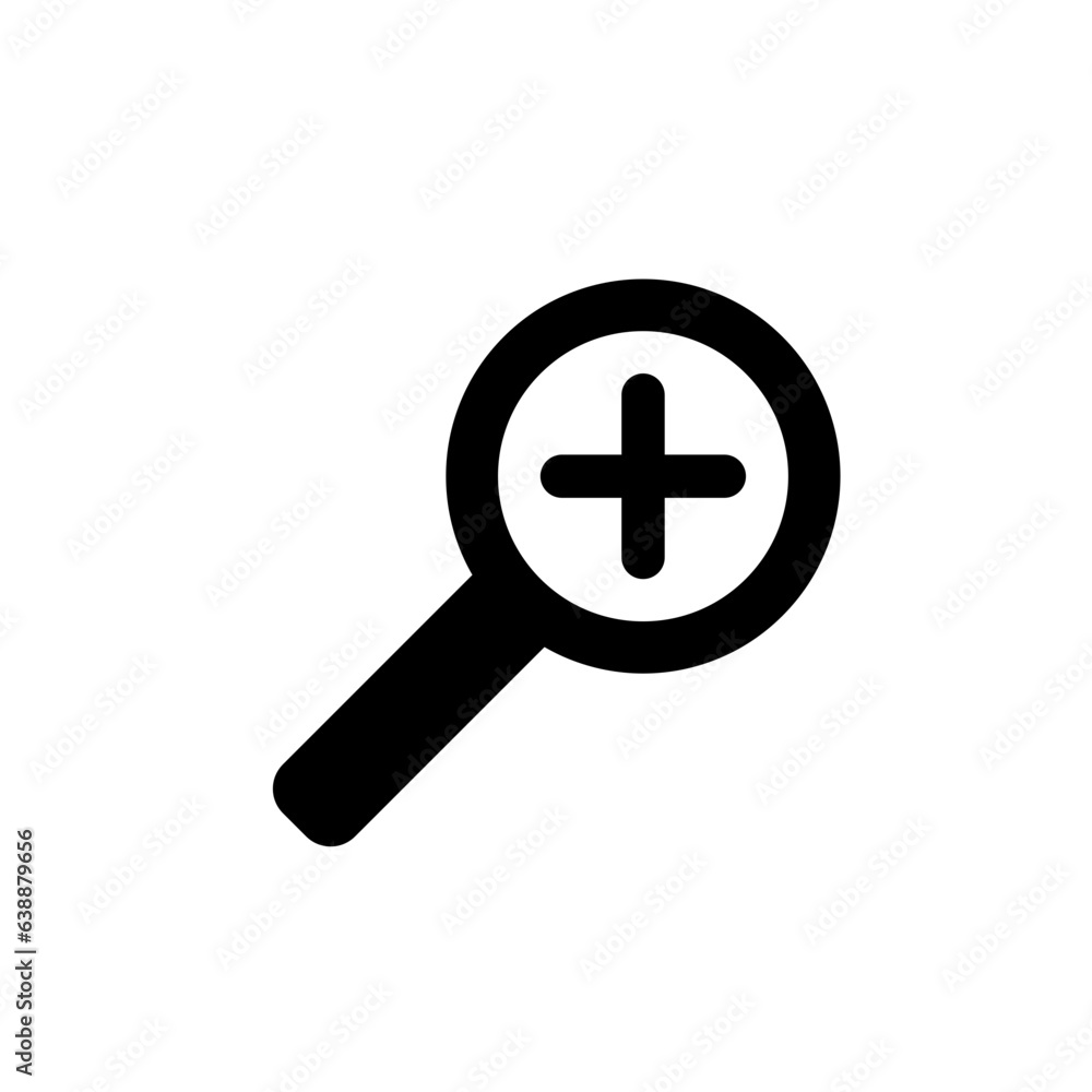 Zoom icon. Simple solid style. Magnify glass with add sign, find, focus, plus, positive, enlarge concept. Black silhouette, glyph symbol. Vector isolated on transparent background. SVG. Zoom icon. Simple solid style. Magnify glass with add sign, find, focus, plus, positive, enlarge concept. Black silhouette, glyph symbol. Vector isolated on transparent background. SVG.