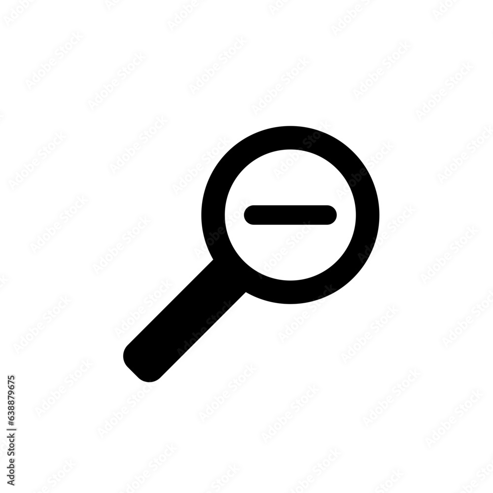 Zoom out icon. Simple flat, solid style. Magnifying glass, find, minus, search concept. Black silhouette, glyph symbol. Vector isolated on transparent background. SVG. Zoom out icon. Simple flat, solid style. Magnifying glass, find, minus, search concept. Black silhouette, glyph symbol. Vector isolated on transparent background. SVG.
