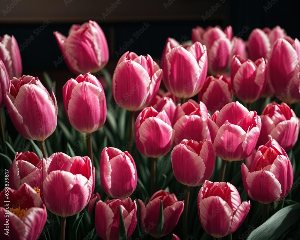 pink tulips in a garden pink tulips in a garden