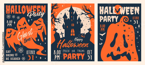 Halloween party colorful set stickers