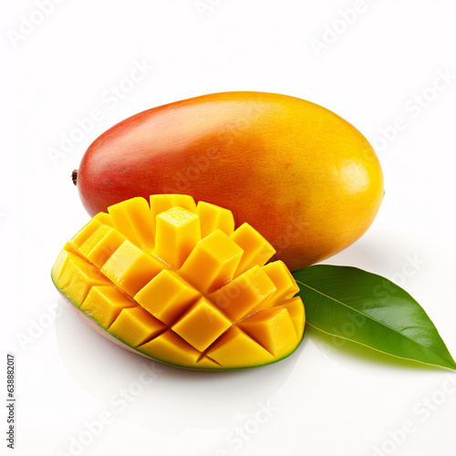 mango with leaf on white