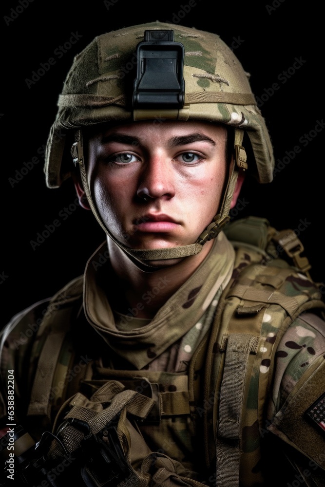 portrait of a young soldier in combat gear ready to face any danger portrait of a young soldier in combat gear ready to face any danger