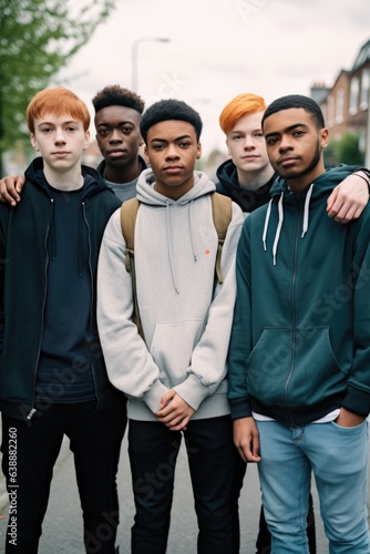 shot of a group of teenage boys standing together outside