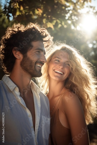 portrait of a happy couple enjoying the sunlight together © Natalia