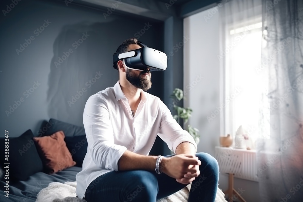 shot of a man looking thoughtful while using his cellphone in virtual reality at home shot of a man looking thoughtful while using his cellphone in virtual reality at home