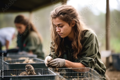 shot of a young woman working as a wildlife rehabilitator photo