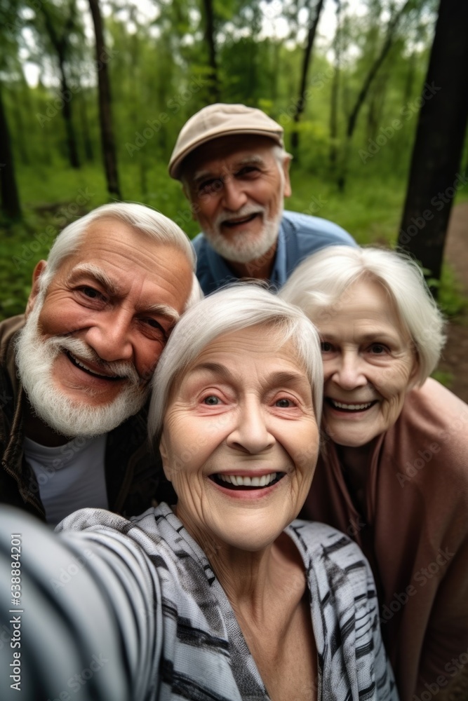 couple and senior woman with a smile on face, selfie and bonding together at nature park couple and senior woman with a smile on face, selfie and bonding together at nature park
