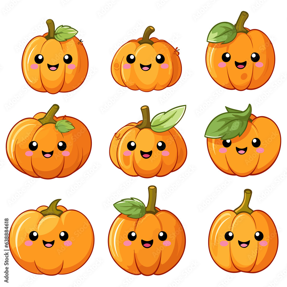 Halloween pumpkins set, isolated on transparent background, Generative Ai Halloween pumpkins set, isolated on transparent background, Generative Ai
