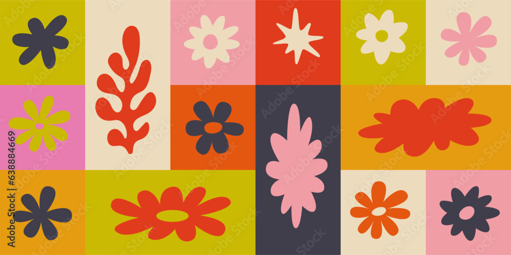 Obraz premium Vector set of minimalist design elements, flowers - abstract background elements for branding, packaging, prints and social media posts