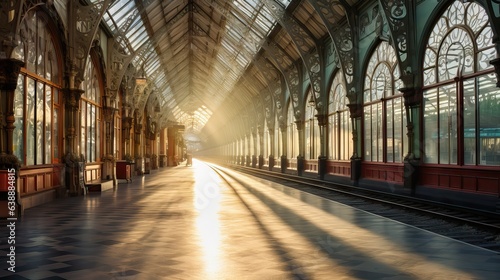 A historical train station  built between the years 1800 and 1900  that captures the golden age of railway travel. Generative AI