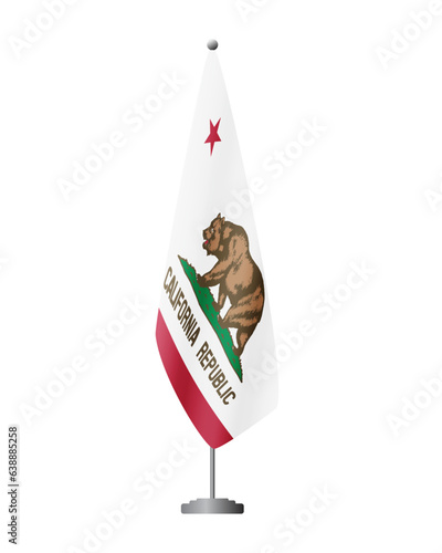 California US flag on flagpole for official meetings, transparent background, vector