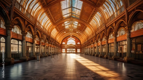 A historical train station, built between the years 1800 and 1900, that captures the golden age of railway travel. Generative AI