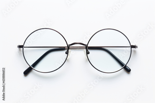 Pair of glasses with metal frame and clear lens lenses.