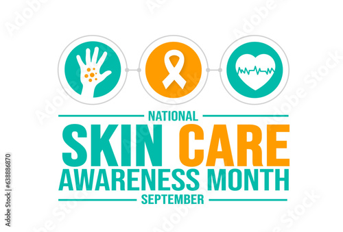 September is National Skin Care Awareness Month background template. Holiday concept. use to background, banner, placard, card, and poster design template with text inscription and standard color.