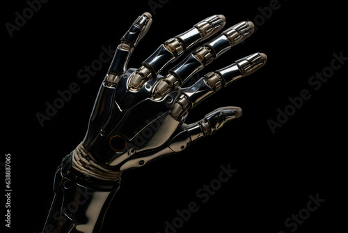 Robotic hand with black background and black background with black background. © VISUAL BACKGROUND