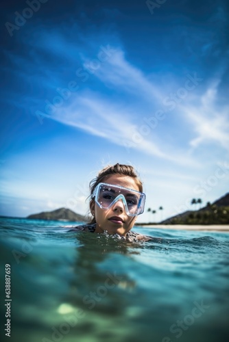 shot of a young woman going snorkeling in the ocean © Natalia