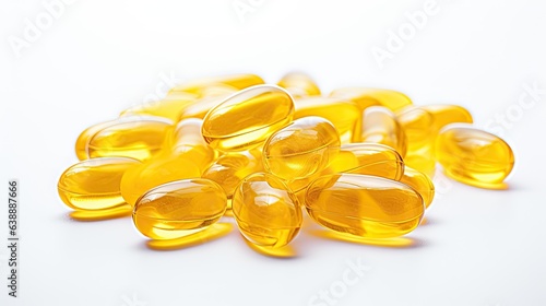 yellow transparent vitamins on a white background (Generative AI)
