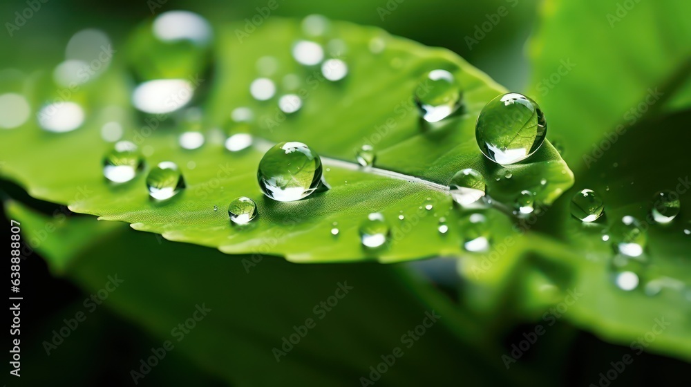 water drops on green leaf
