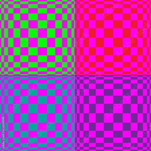 mod op art vector checkerboard patterns with bright pink