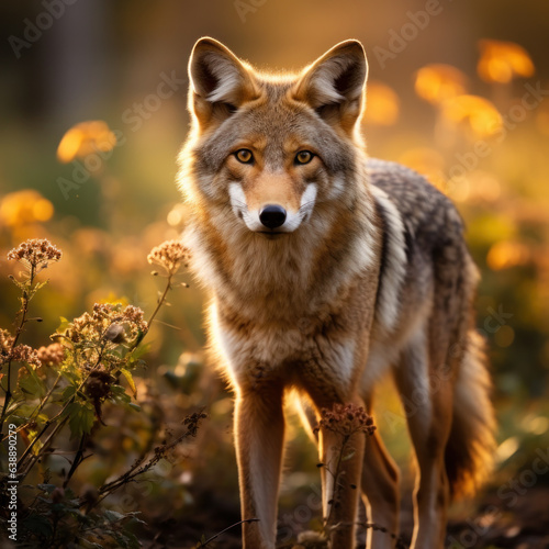 Coyote in its Natural Habitat, Wildlife Photography, Generative AI