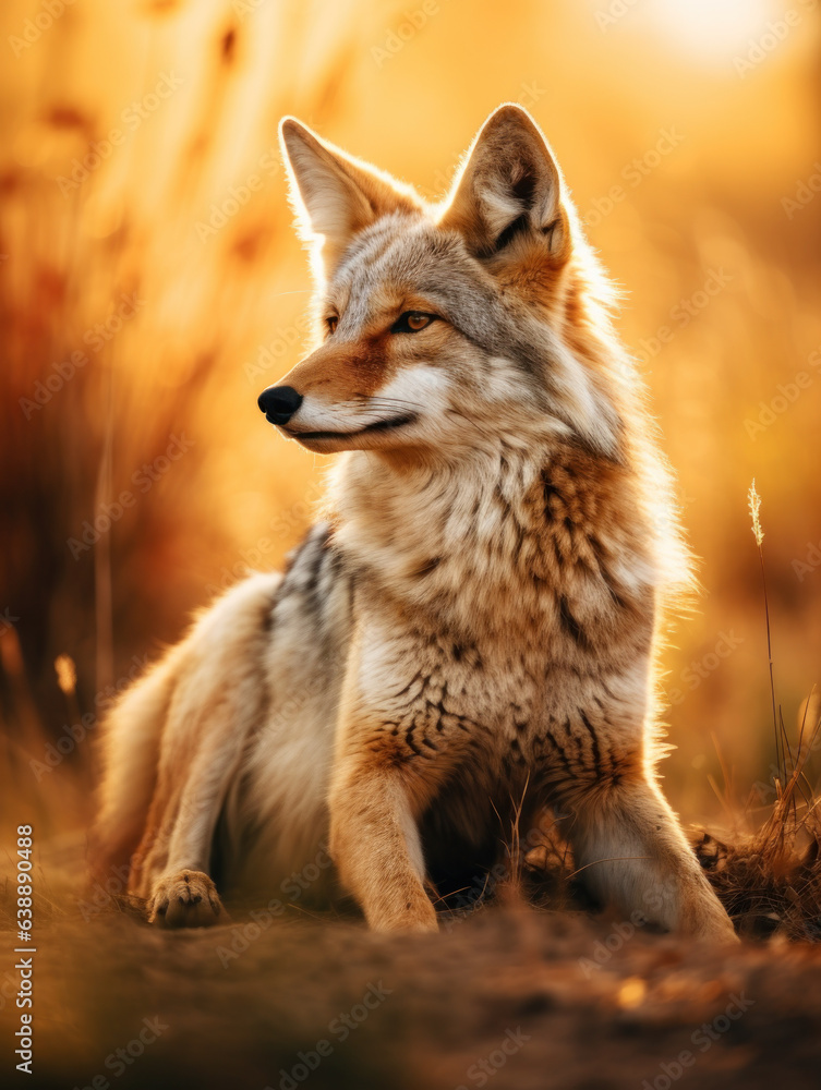 Fototapeta premium Coyote in its Natural Habitat, Wildlife Photography, Generative AI
