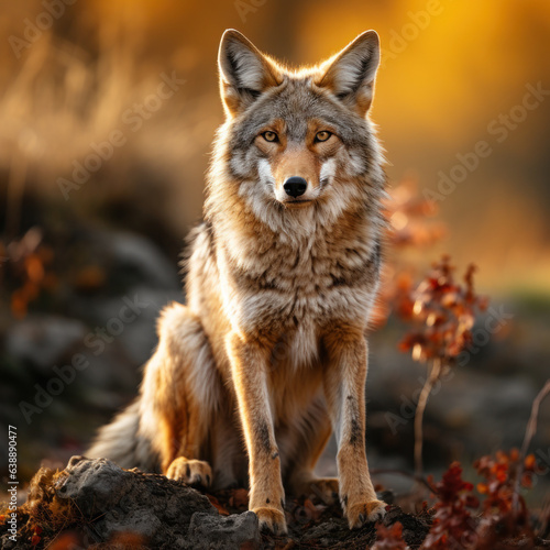 Coyote in its Natural Habitat, Wildlife Photography, Generative AI © Vig